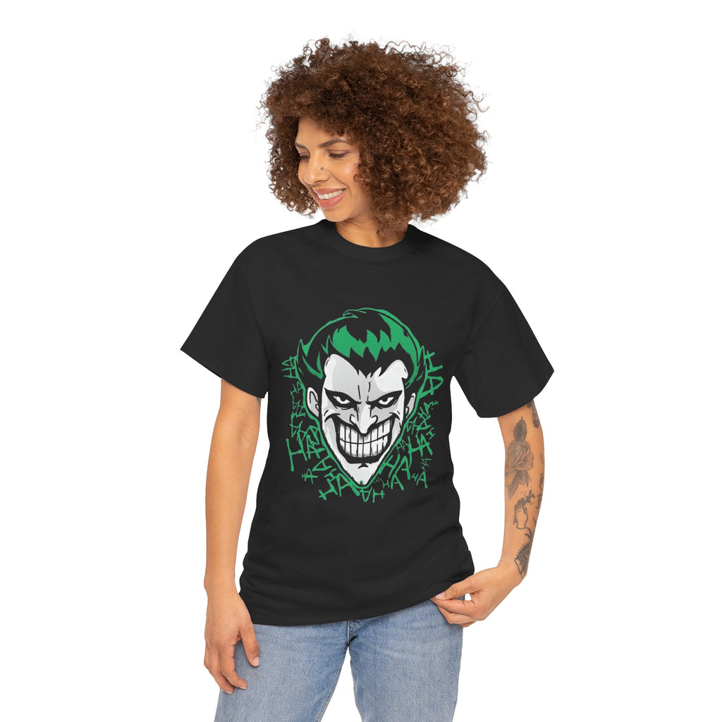 Joker Smile Graphic T-Shirt – Dark Villain Green Grin Unisex Tee