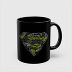 DC Superman Cyborg Logo Coffee Mug — Neon Tech Superman Shield Coffee Cup (11oz/15oz)
