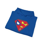 Spider-Man x Superman Logo Hoodie — Superhero Mashup Pullover