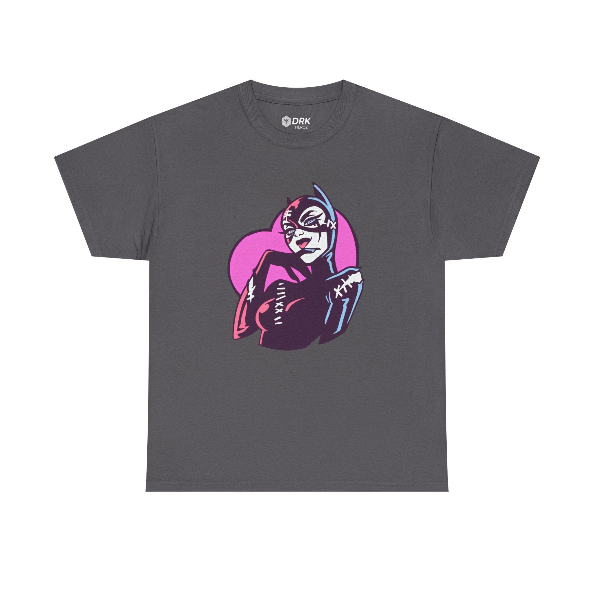 Catwoman Neon Heart Retro Comic T-Shirt — Catwoman Anti-Hero Tee