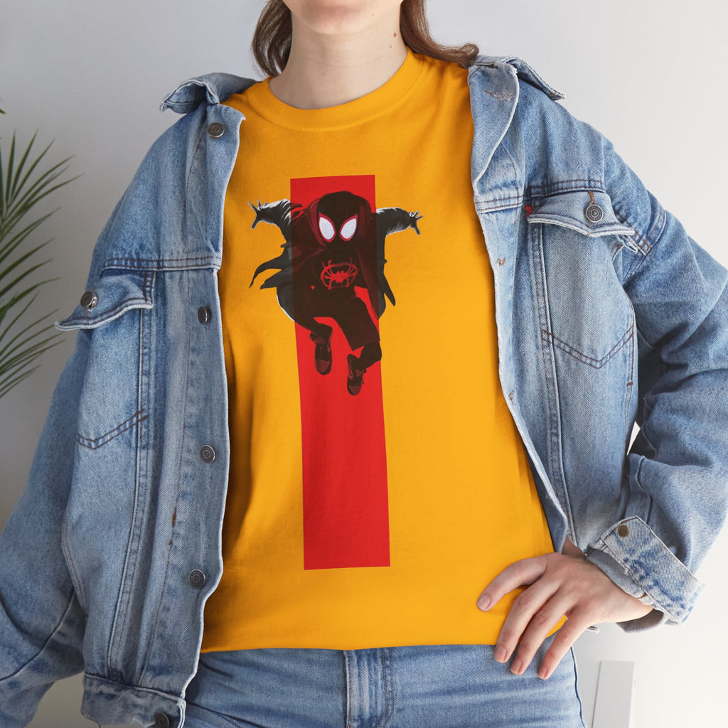 Marvel Miles Morales Spider-Man T-Shirt – Red Vertical Stripe Design | Premium Superhero Tee for Fans