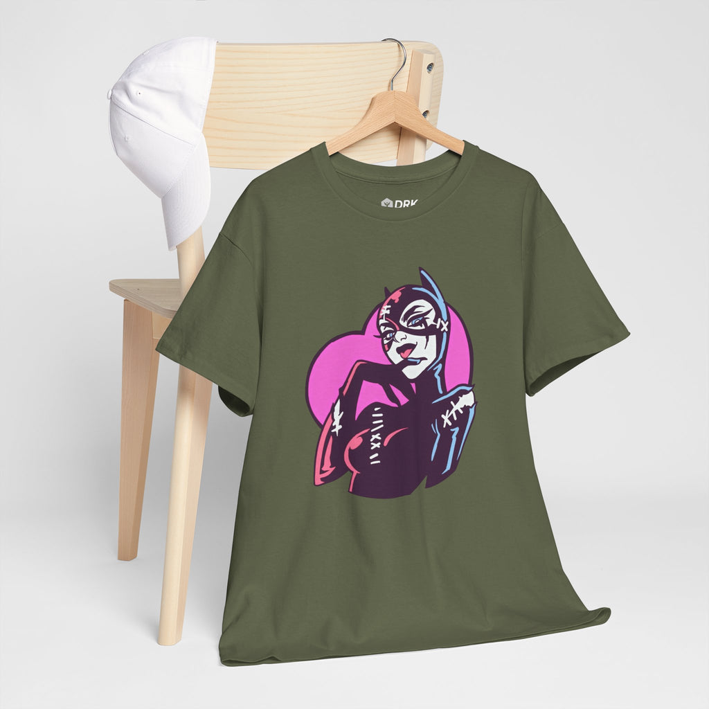 Catwoman Neon Heart Retro Comic T-Shirt — Catwoman Anti-Hero Tee
