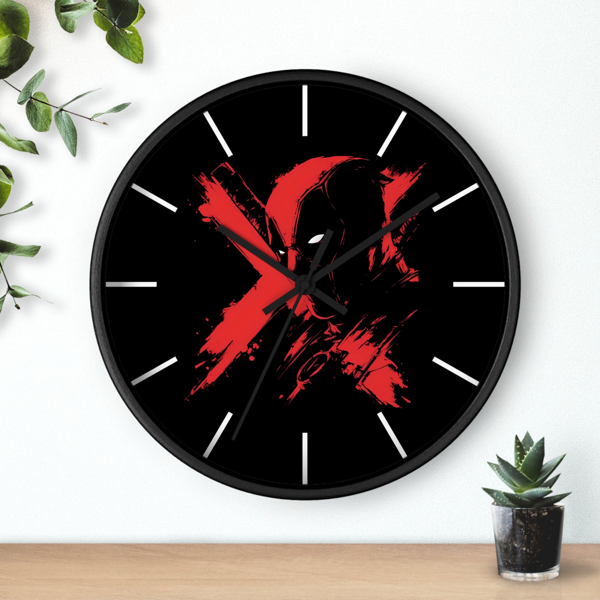 Deadpool Graphic Wall Clock — Black & Red Marvel Superhero Decor