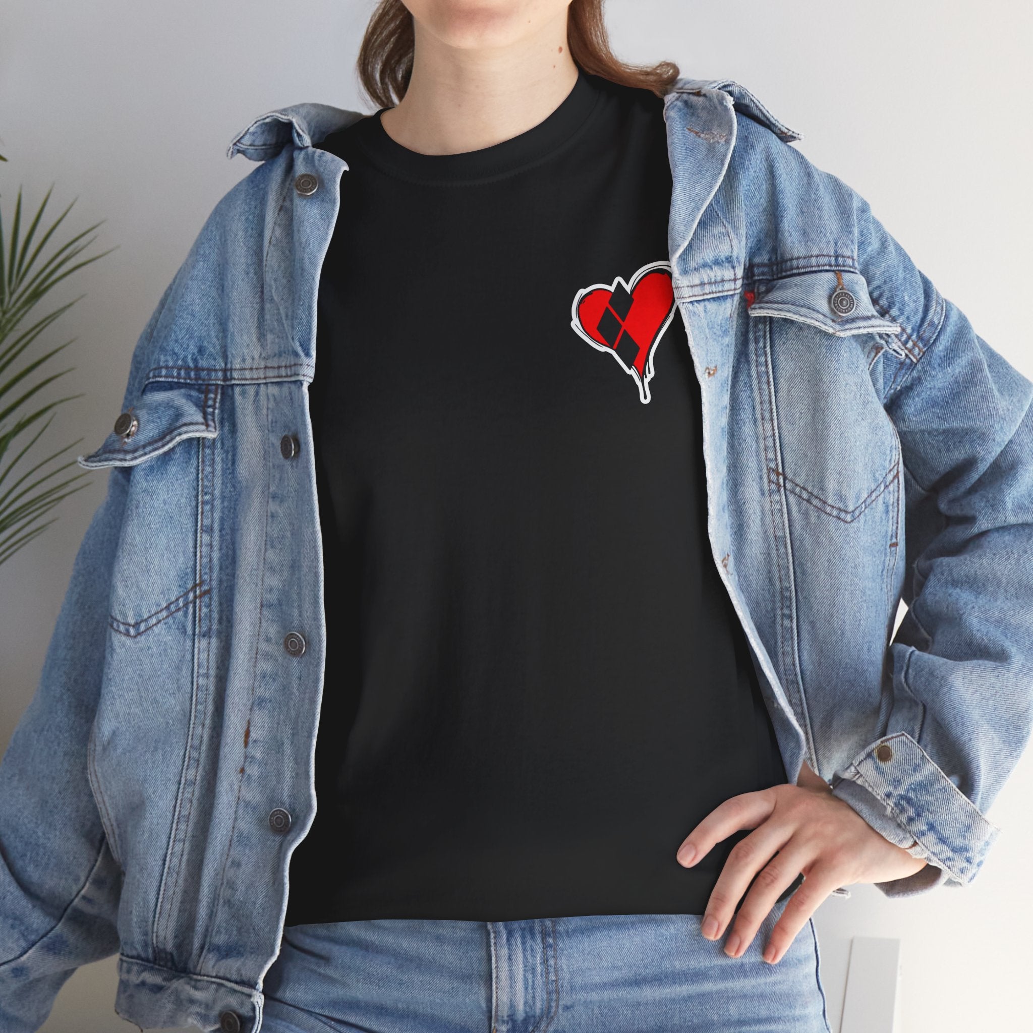 Harlequin Heart Tee — Joker-Inspired Playing Card Graphic T-Shirt