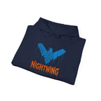 Nightwing Logo Hoodie — Dick Grayson Blue Bat Graphic Pullover