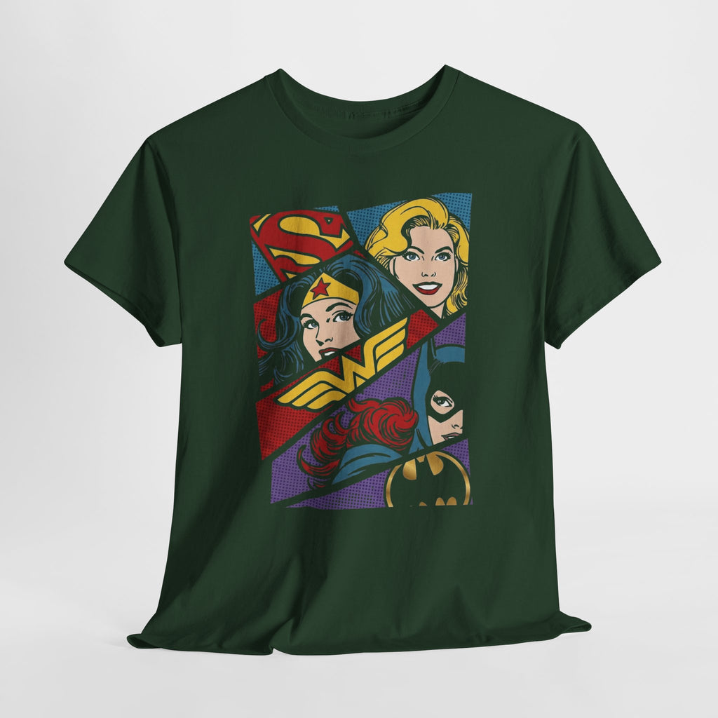 DC Girls Superhero Collage T‑Shirt — Wonder Woman, Supergirl & Batgirl Comic Tee