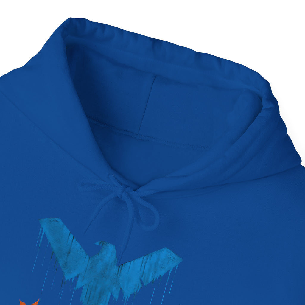 Nightwing Logo Hoodie — Dick Grayson Blue Bat Graphic Pullover