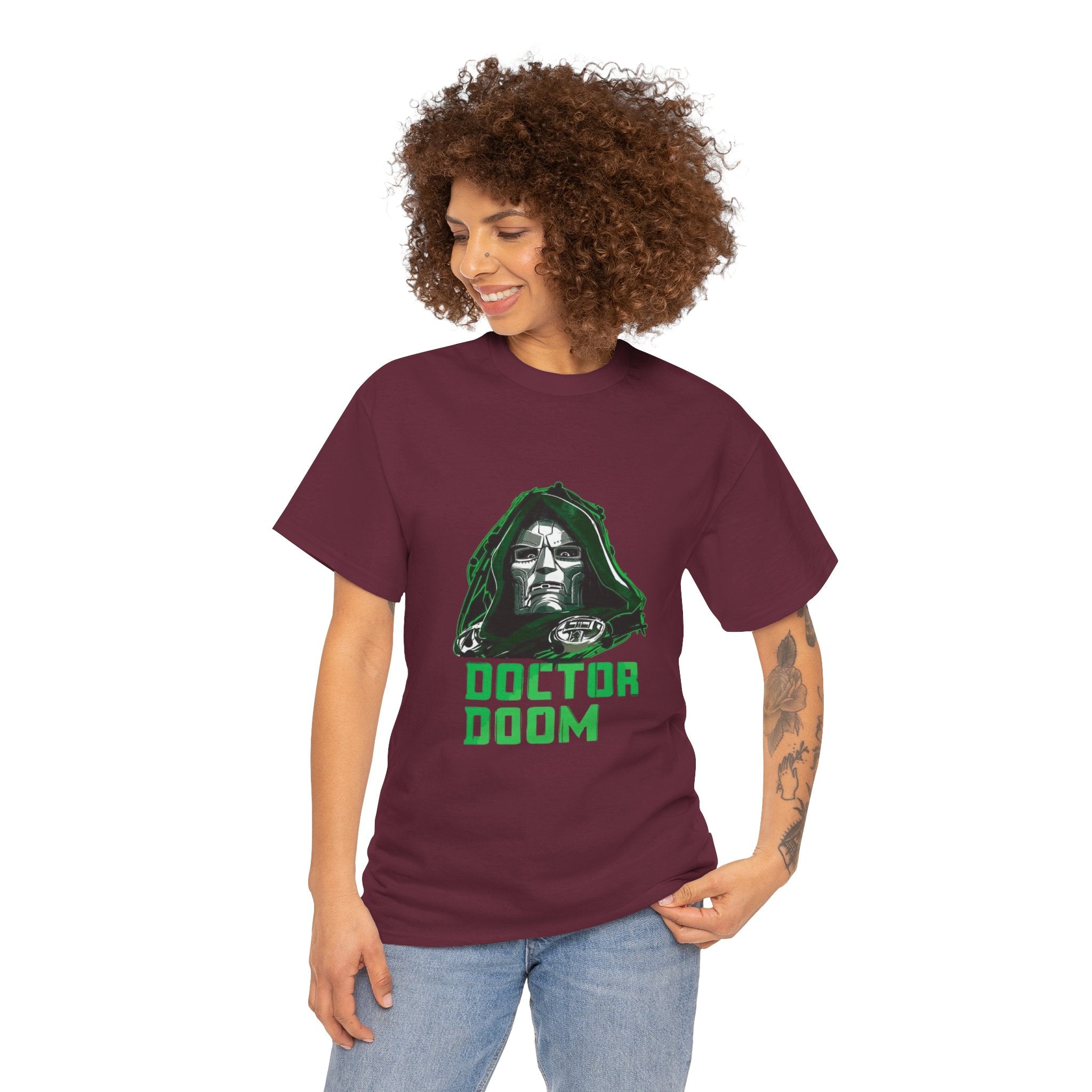 Doctor Doom Retro Green Villain Portrait T-Shirt — Avengers Graphic Tee