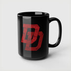 Daredevil Red Logo Black Coffee Mug — Marvel DD Logo (11oz & 15oz)