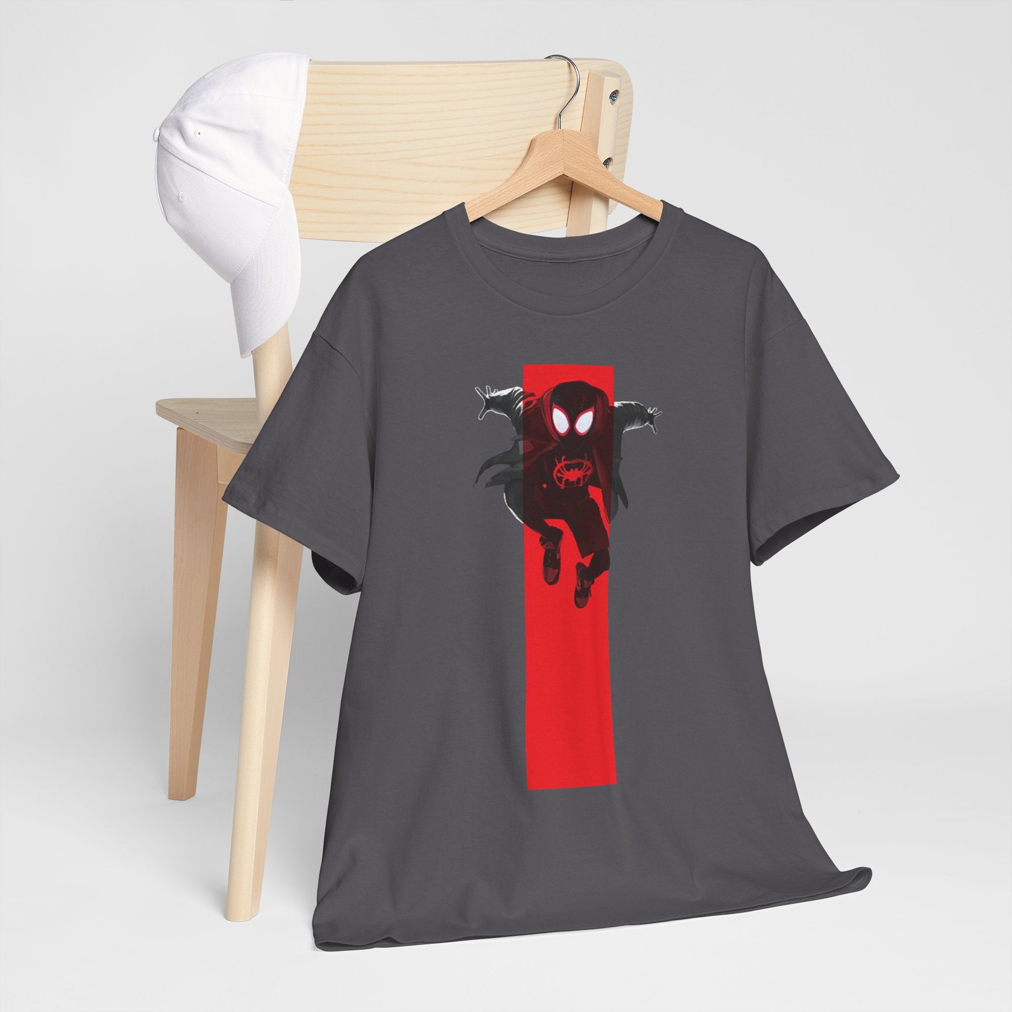 Marvel Miles Morales Spider-Man T-Shirt – Red Vertical Stripe Design | Premium Superhero Tee for Fans