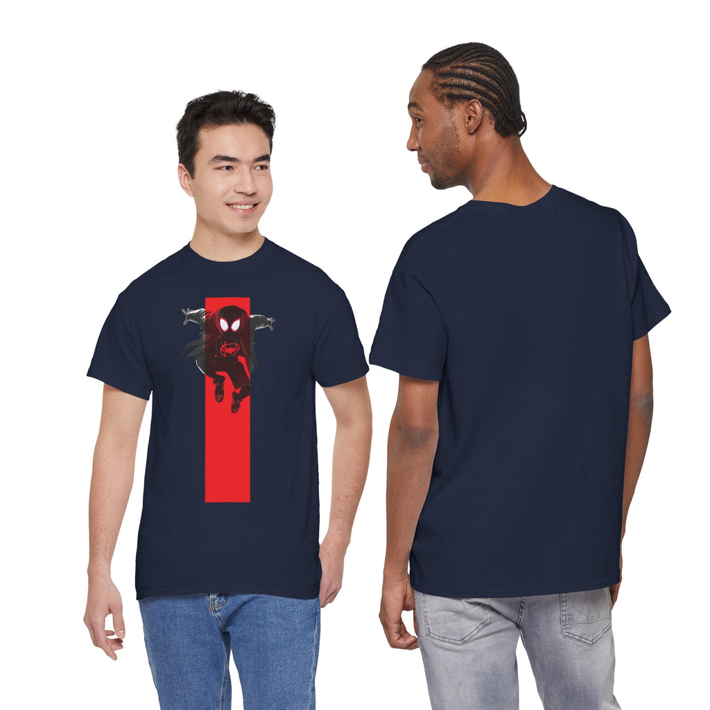 Marvel Miles Morales Spider-Man T-Shirt – Red Vertical Stripe Design | Premium Superhero Tee for Fans