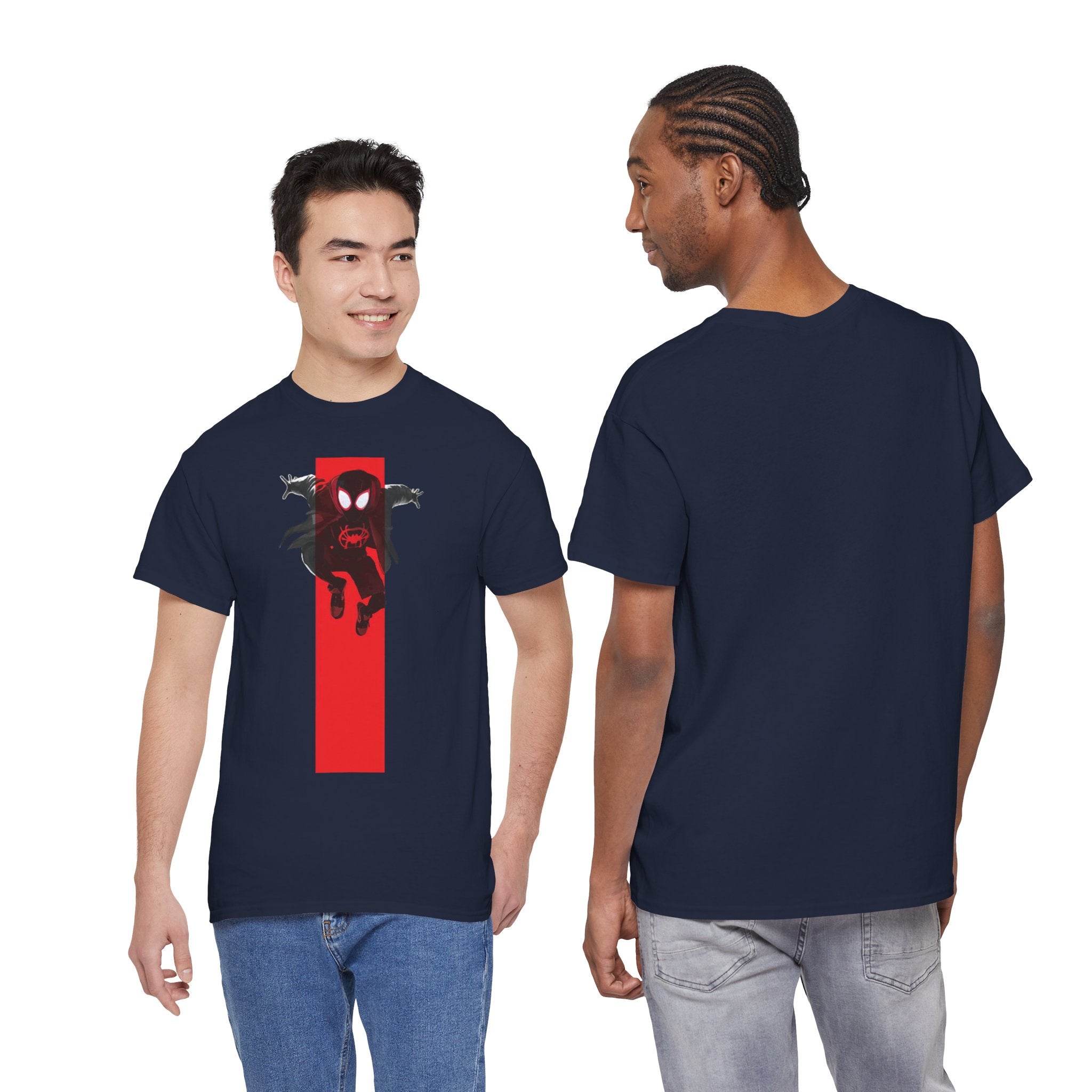 Marvel Miles Morales Spider-Man T-Shirt – Red Vertical Stripe Design | Premium Superhero Tee for Fans