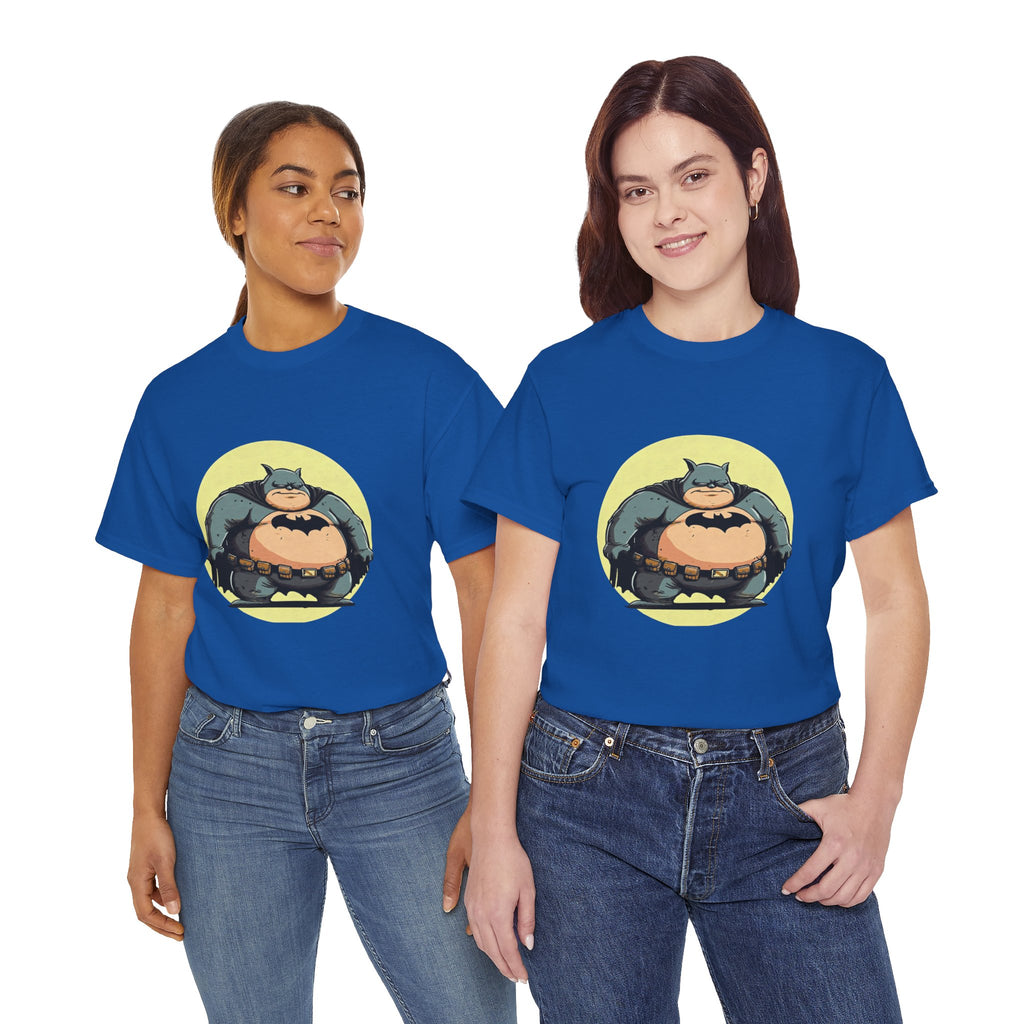 Funny Chubby Bat Hero T‑Shirt — Cute Fat Batman Parody Tee