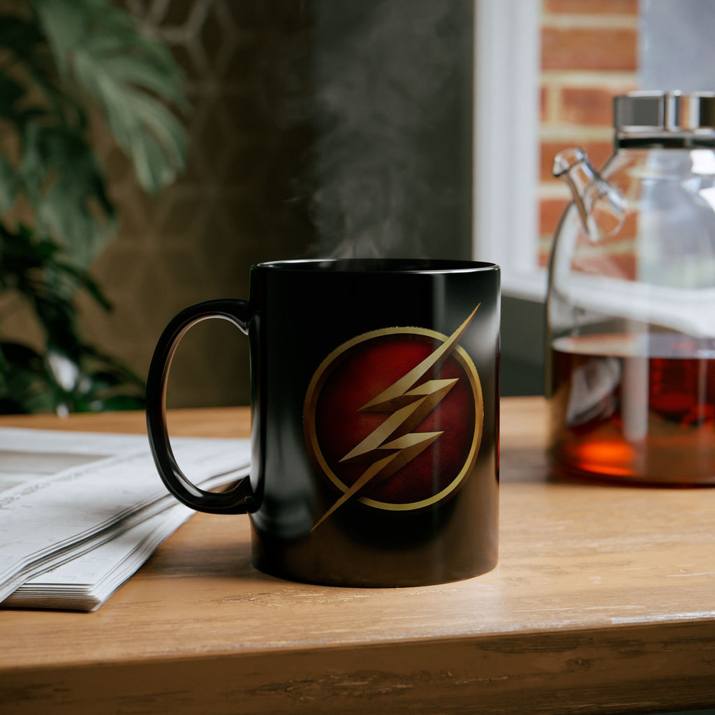 Classic DC Flash Lightning Bolt Mug - Scarlet Speedster Black Coffee Mug-  11oz & 15oz Speed Force Drinkware