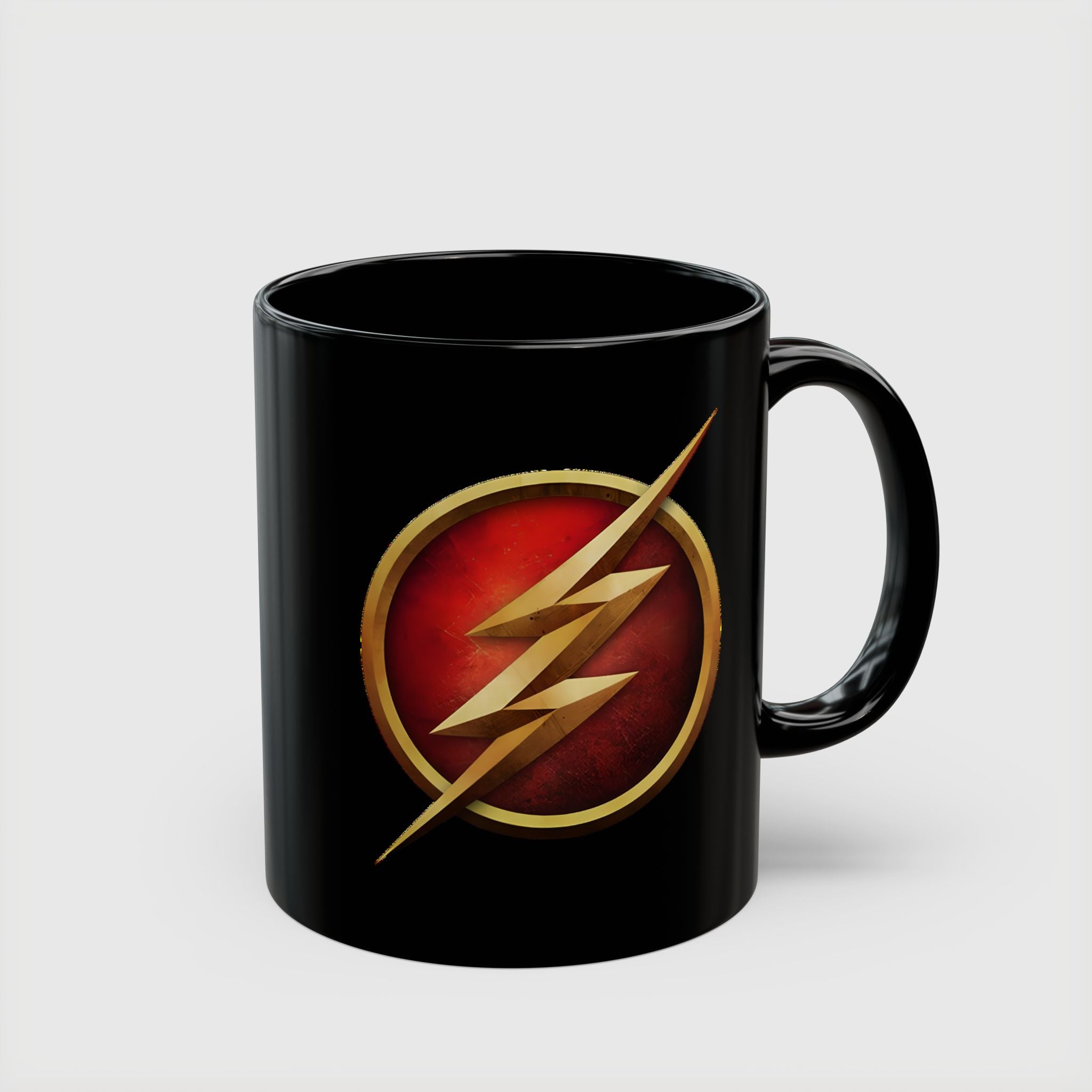 Classic DC Flash Lightning Bolt Mug - Scarlet Speedster Black Coffee Mug-  11oz & 15oz Speed Force Drinkware