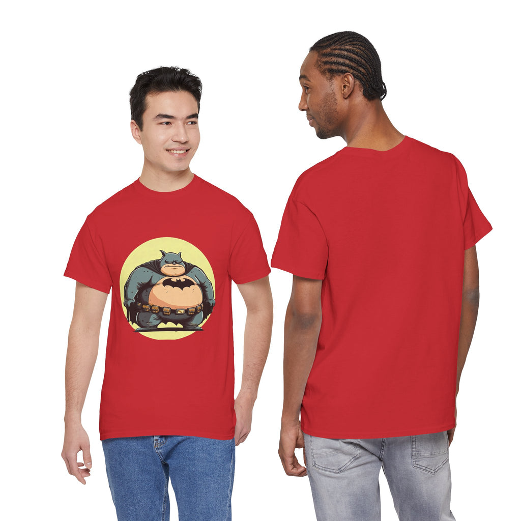 Funny Chubby Bat Hero T‑Shirt — Cute Fat Batman Parody Tee