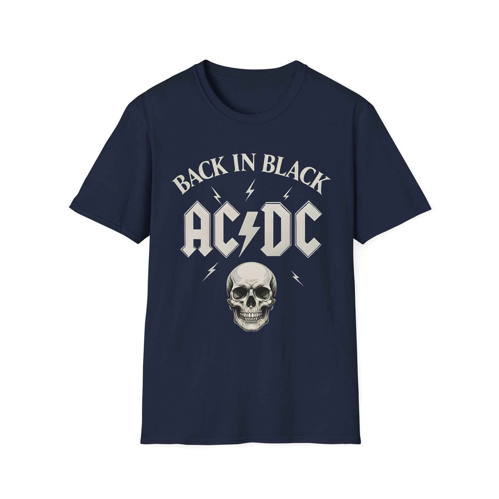 AC/DC Back in Black Unisex Softstyle T-Shirt - Rock Music Tee, Concert Shirt, Vintage Style, Music Lover Gift, Casual Wear