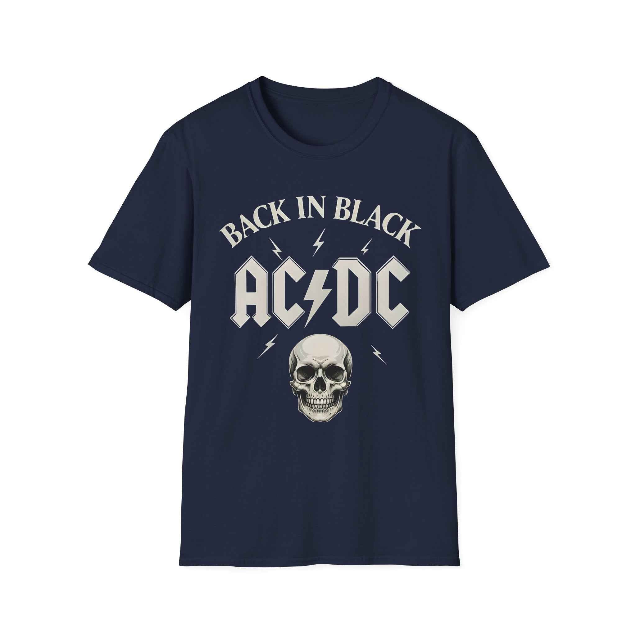 AC/DC Back in Black Unisex Softstyle T-Shirt - Rock Music Tee, Concert Shirt, Vintage Style, Music Lover Gift, Casual Wear