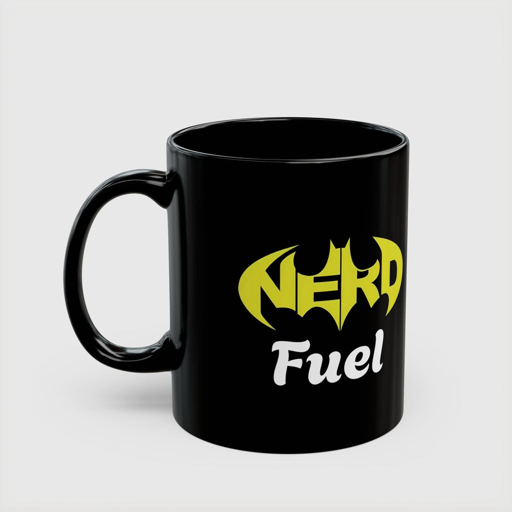 Nerd Fuel Black Morning Coffee Mug — Nerd Batman Logo 11oz/15oz
