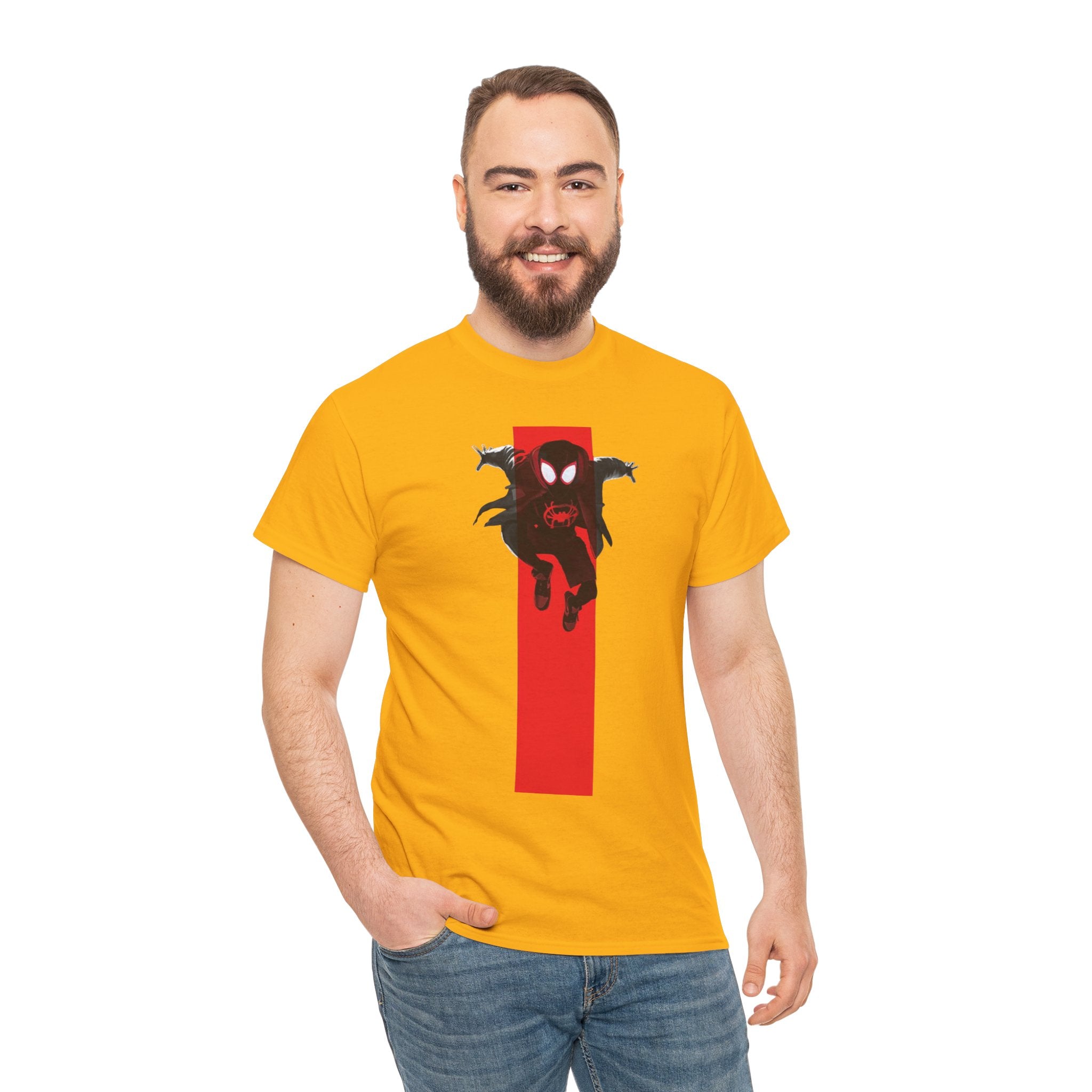 Marvel Miles Morales Spider-Man T-Shirt – Red Vertical Stripe Design | Premium Superhero Tee for Fans