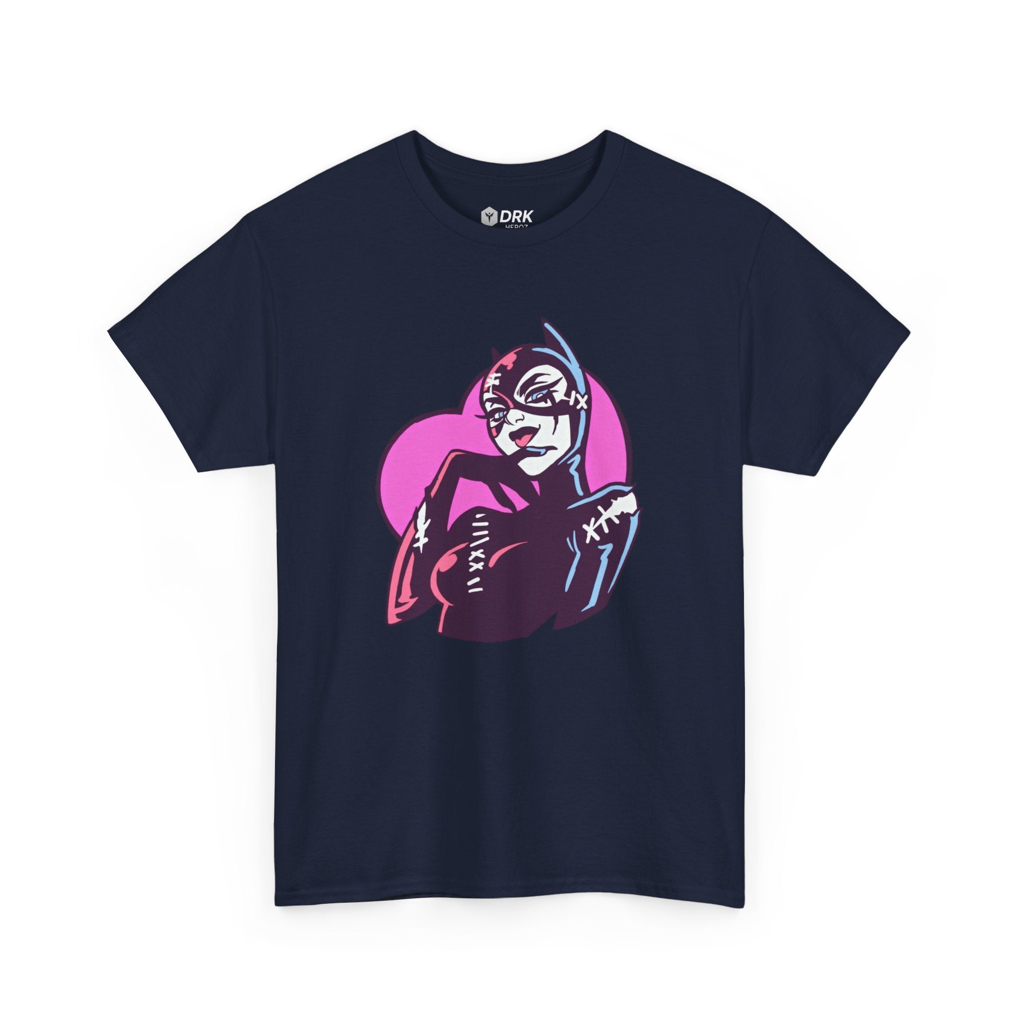 Catwoman Neon Heart Retro Comic T-Shirt — Catwoman Anti-Hero Tee