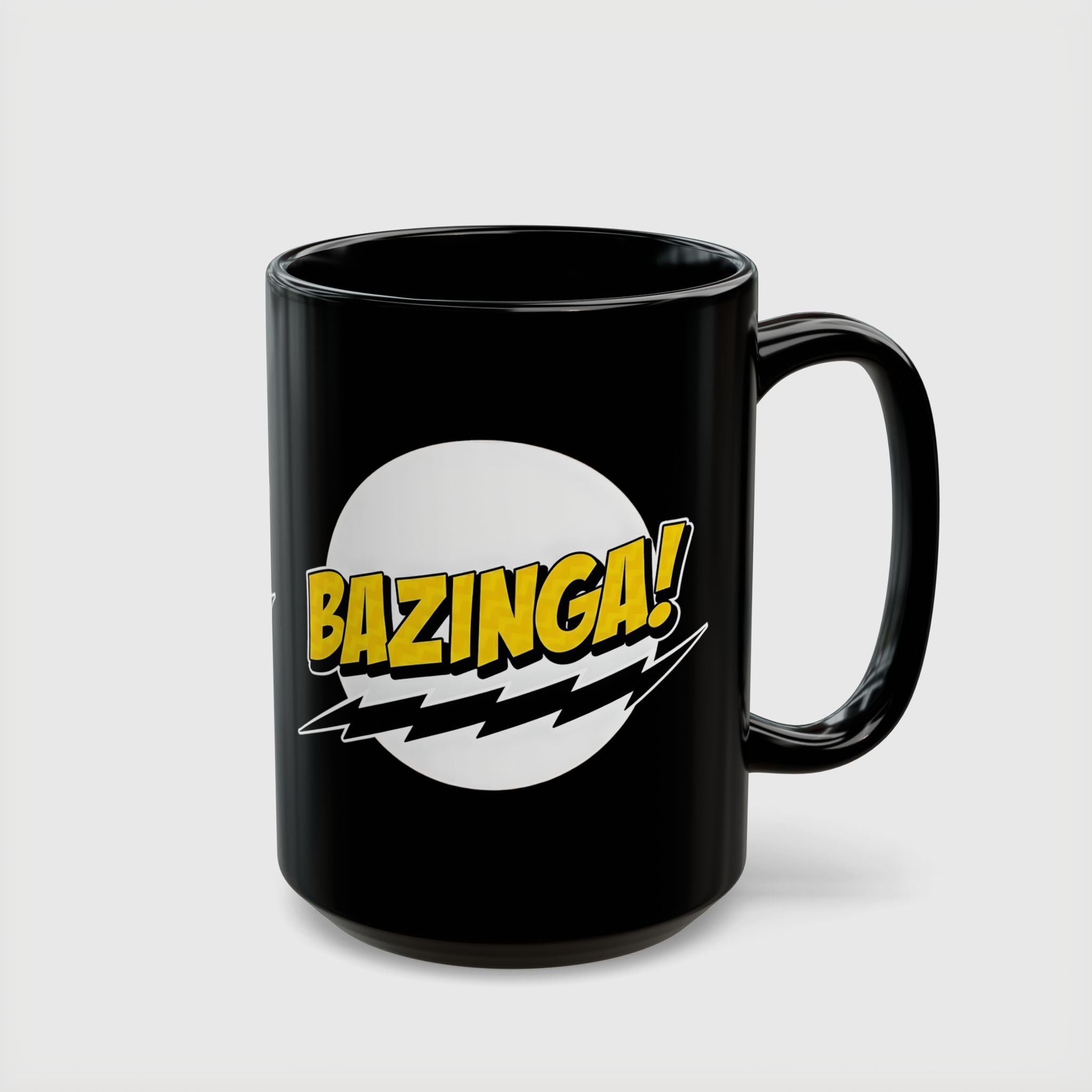 Bazinga! Retro Comic Black Ceramic Mug — 11oz & 15oz
