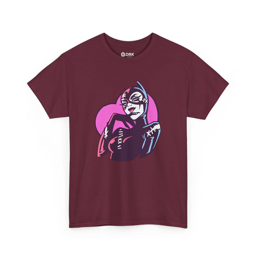 Catwoman Neon Heart Retro Comic T-Shirt — Catwoman Anti-Hero Tee