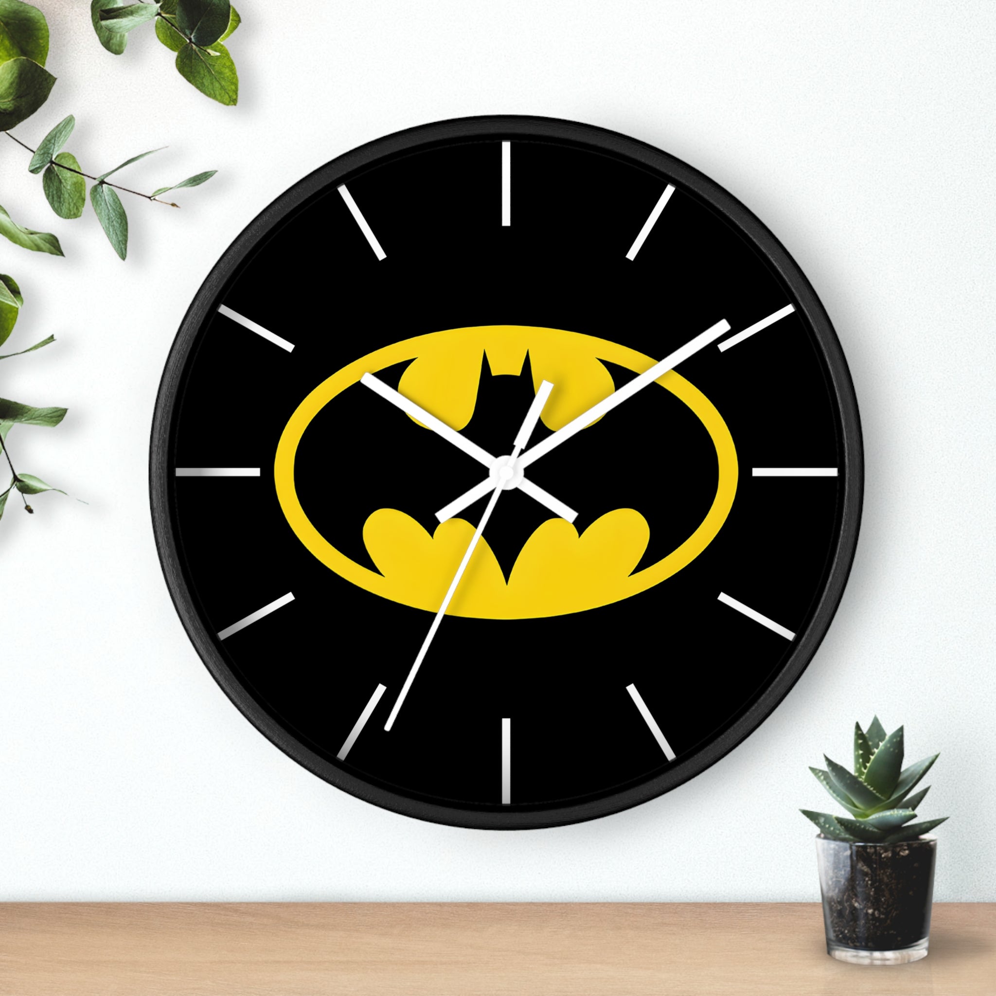 Batman Logo Wall Clock — Black & Yellow Superhero Decor