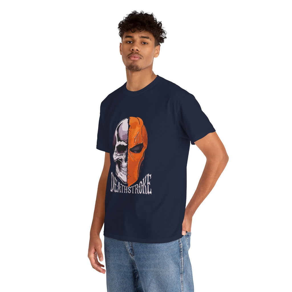 DC Deathstroke Skull Graphic T-Shirt — Slade Wilson Half-Mask Tee