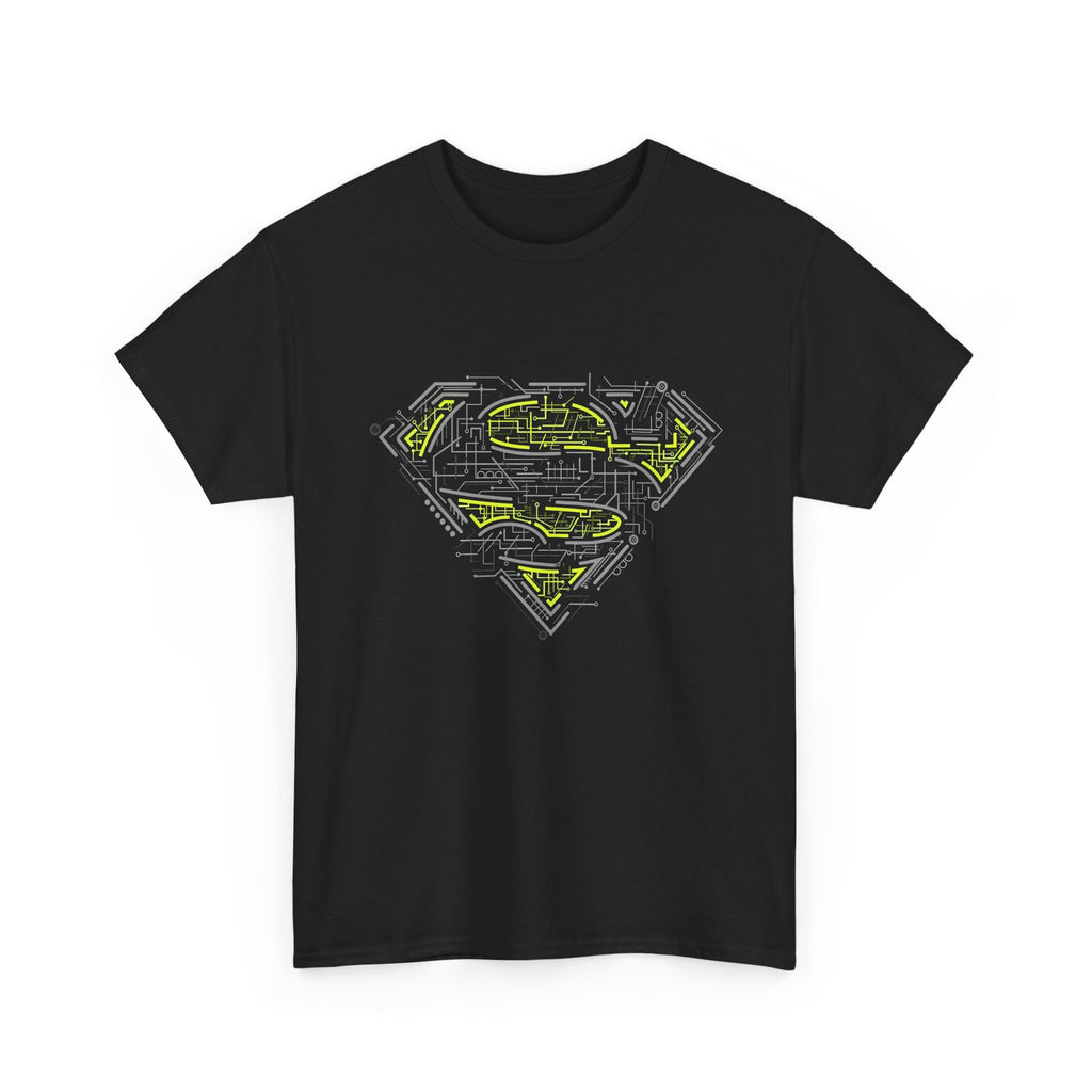 Superman Tech Shield T-Shirt — Futuristic Man of Steel Fanart Logo Tee