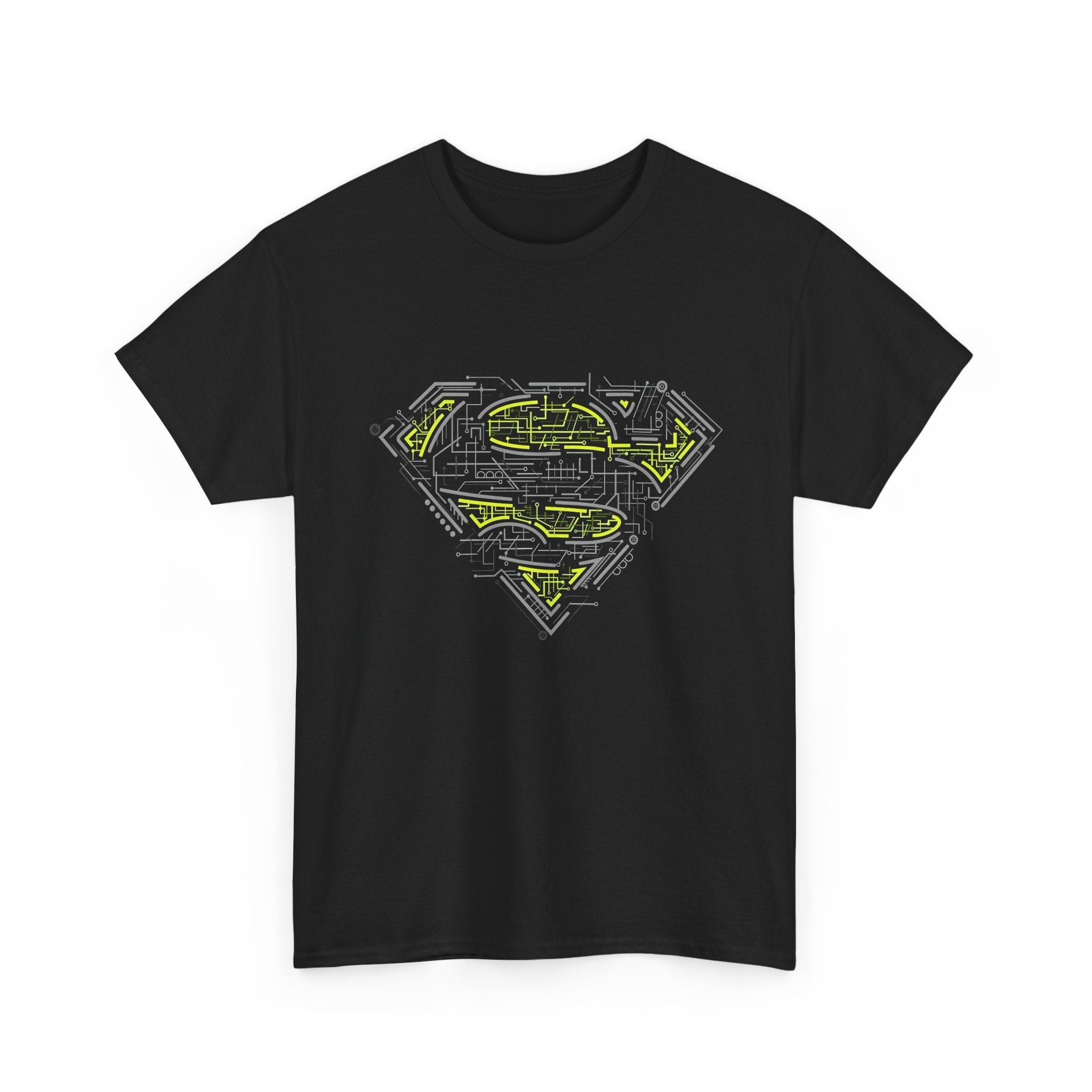 Superman Tech Shield T-Shirt — Futuristic Man of Steel Fanart Logo Tee