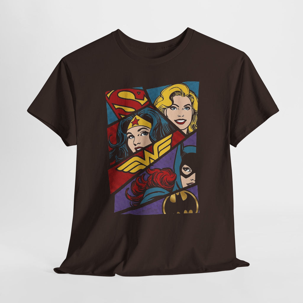 DC Girls Superhero Collage T‑Shirt — Wonder Woman, Supergirl & Batgirl Comic Tee