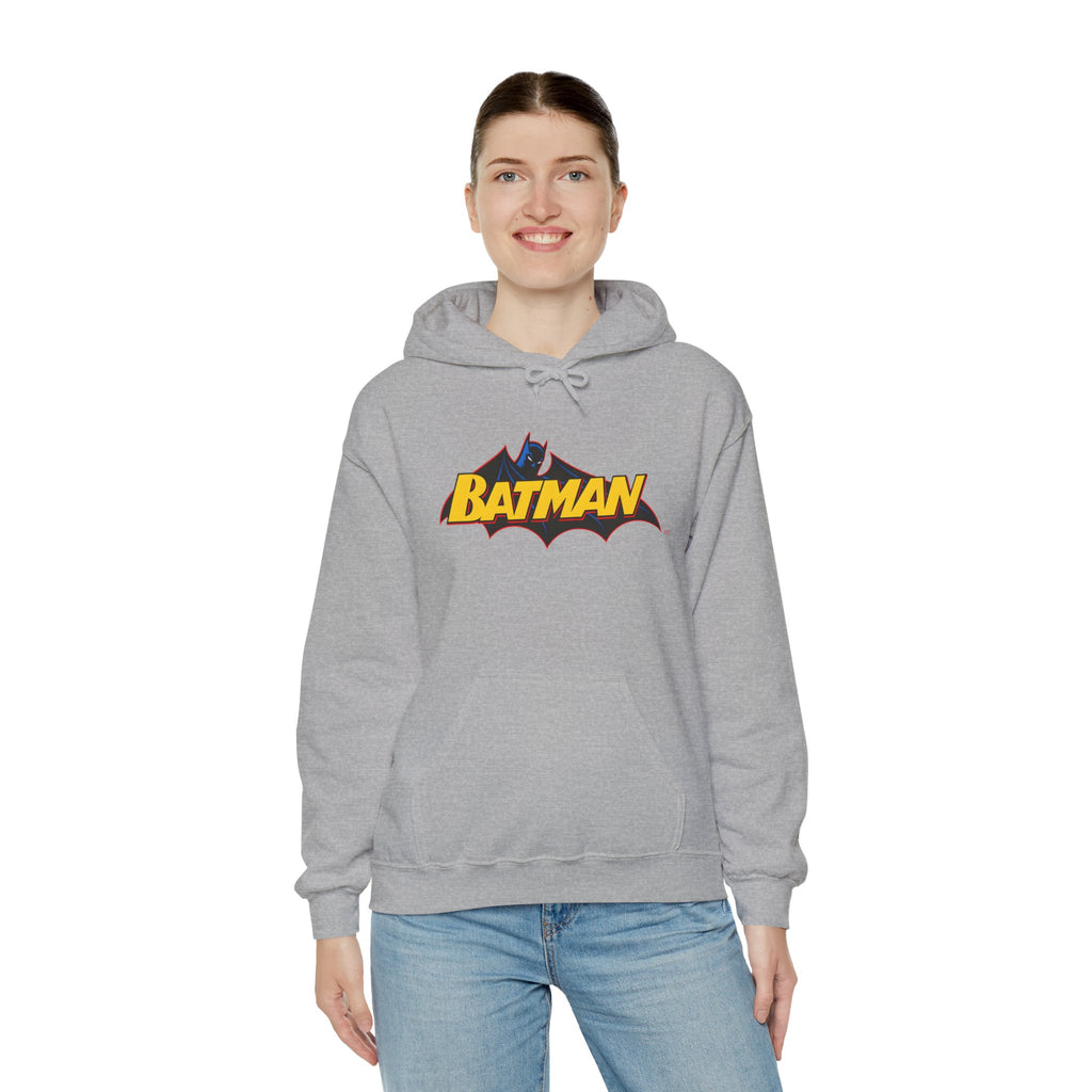Batman DC Comics Inspired Logo Hoodie — Retro Bold Graphic Batman Sweatshirt