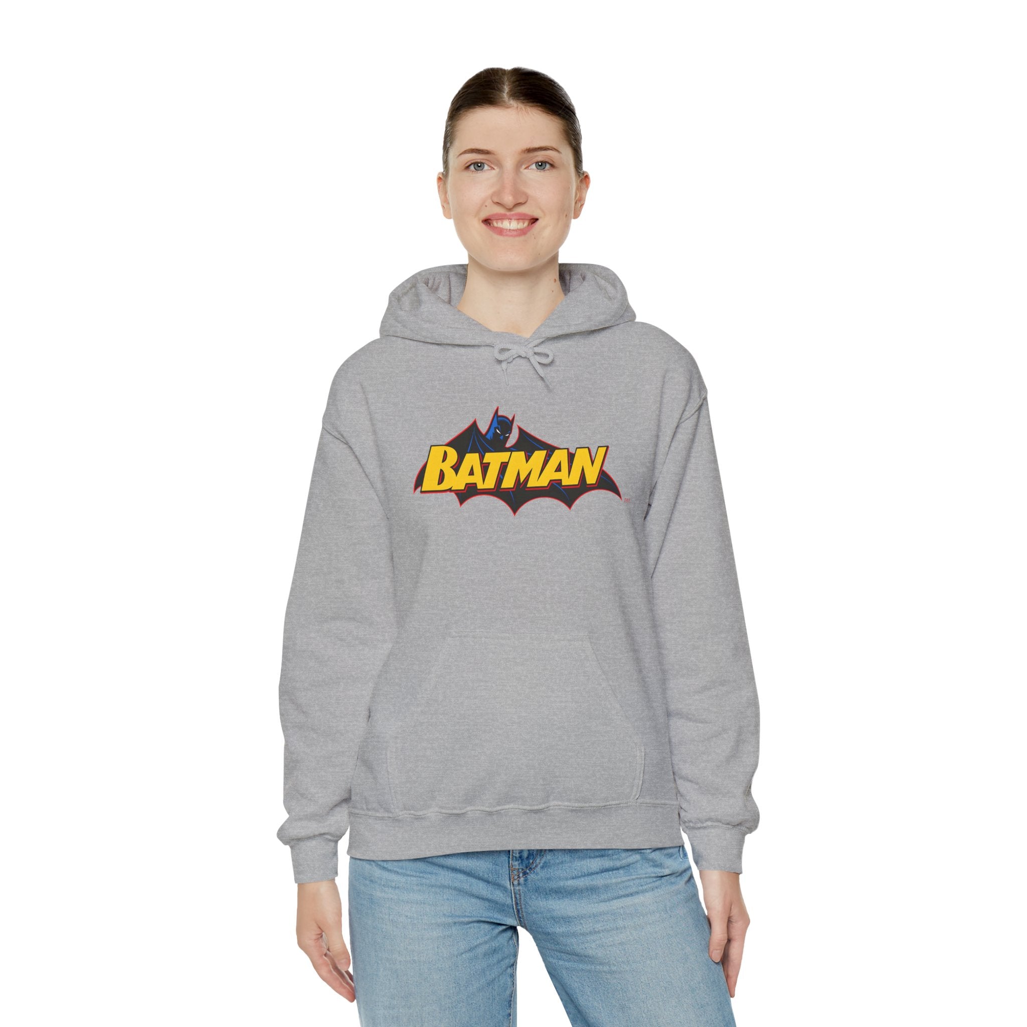 Batman DC Comics Inspired Logo Hoodie — Retro Bold Graphic Batman Sweatshirt