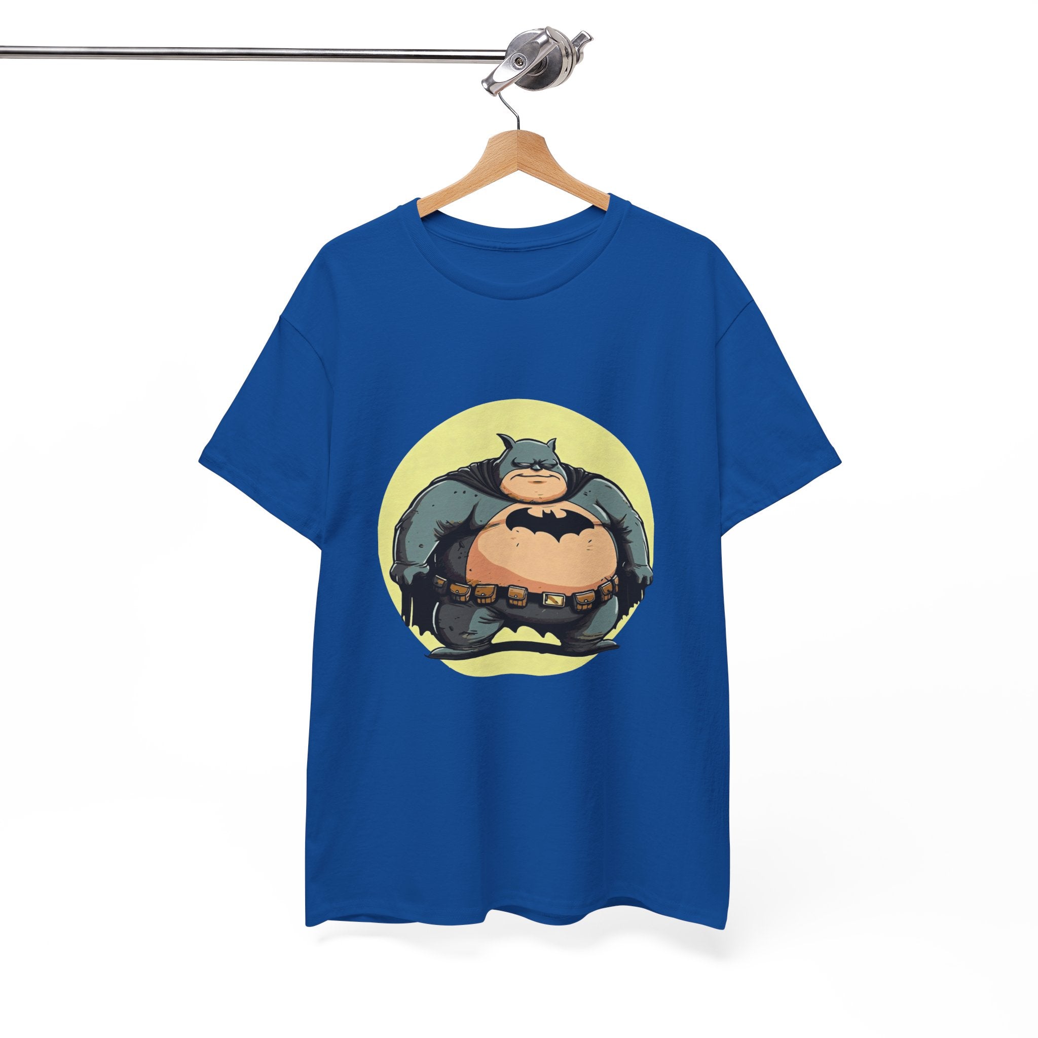Funny Chubby Bat Hero T‑Shirt — Cute Fat Batman Parody Tee