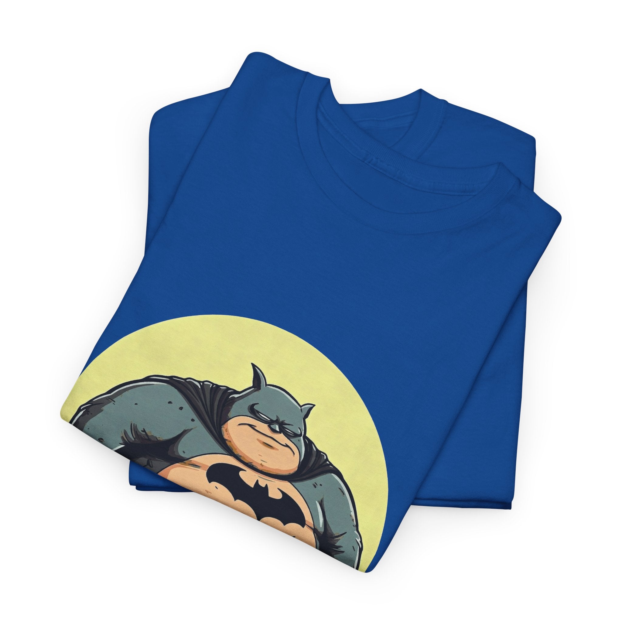 Funny Chubby Bat Hero T‑Shirt — Cute Fat Batman Parody Tee