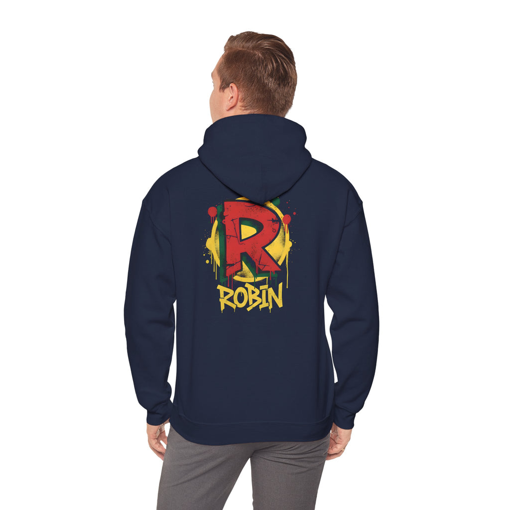 DC Robin Graffiti Hoodie — Dick Grayson "R" Street Art Pullover