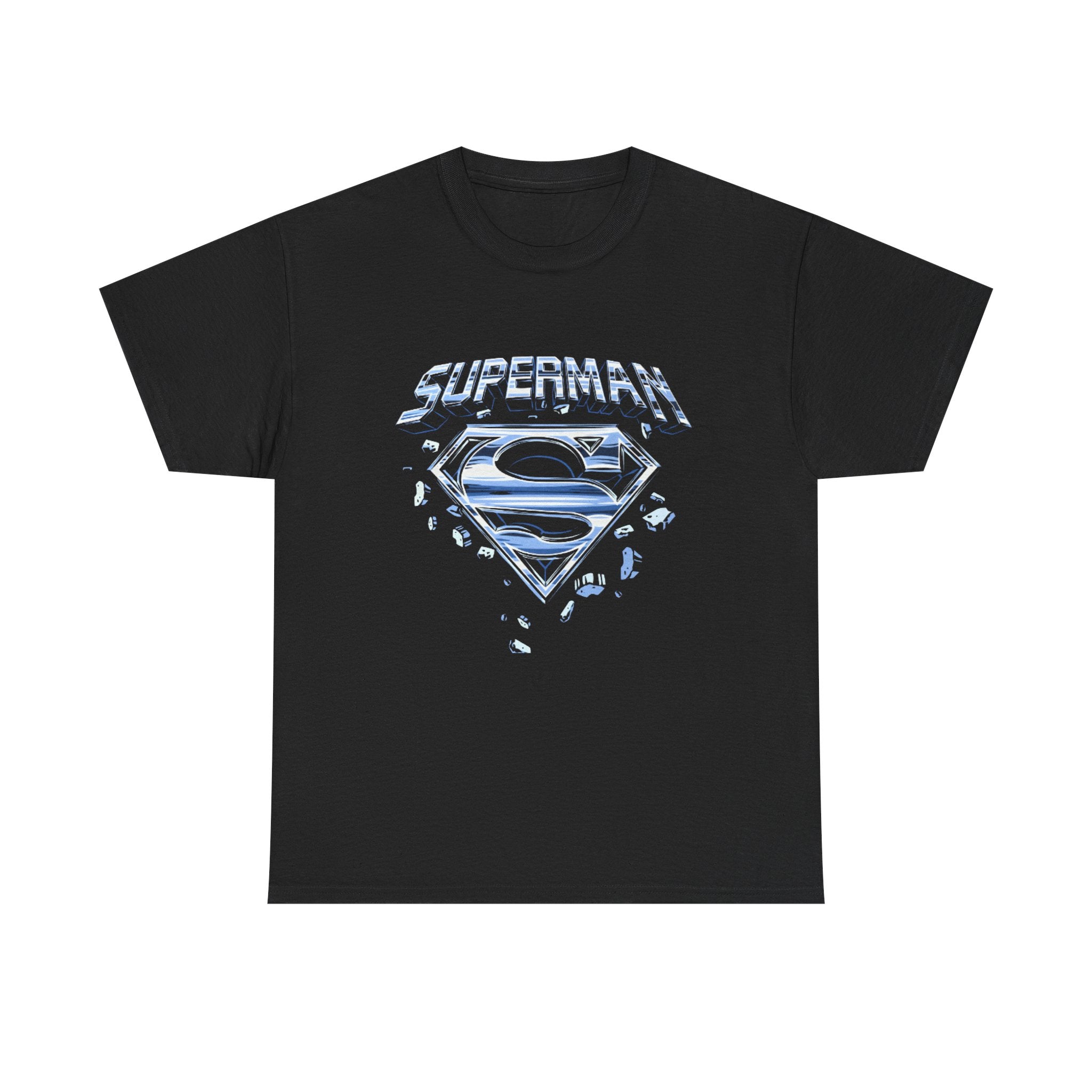Man of Steel Metallic Logo T-Shirt — Shattered Chrome Superman Unisex Tee
