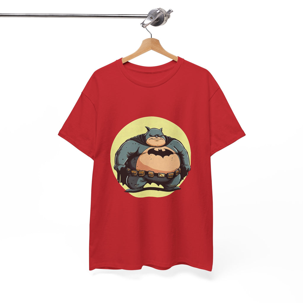Funny Chubby Bat Hero T‑Shirt — Cute Fat Batman Parody Tee