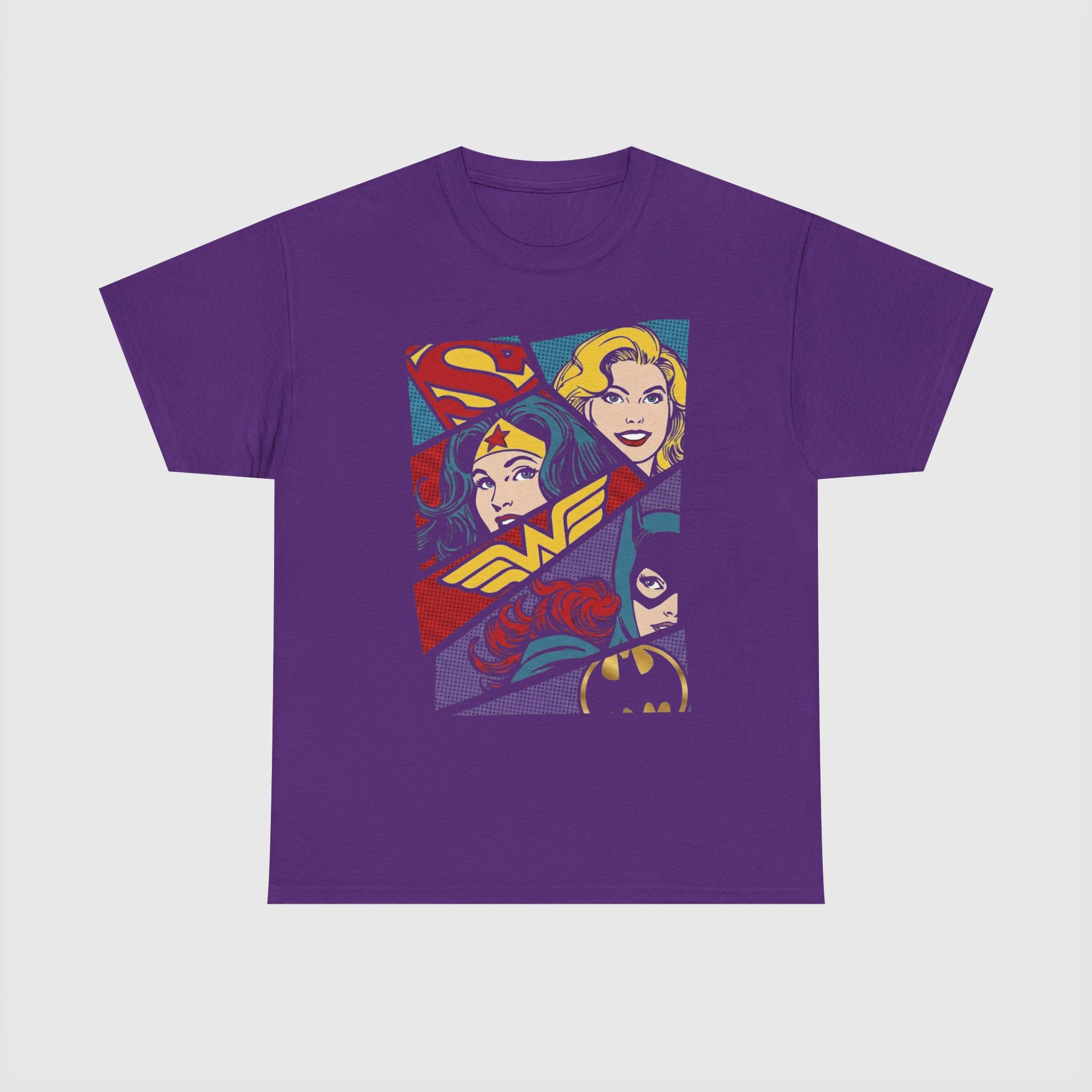 DC Girls Superhero Collage T‑Shirt — Wonder Woman, Supergirl & Batgirl Comic Tee
