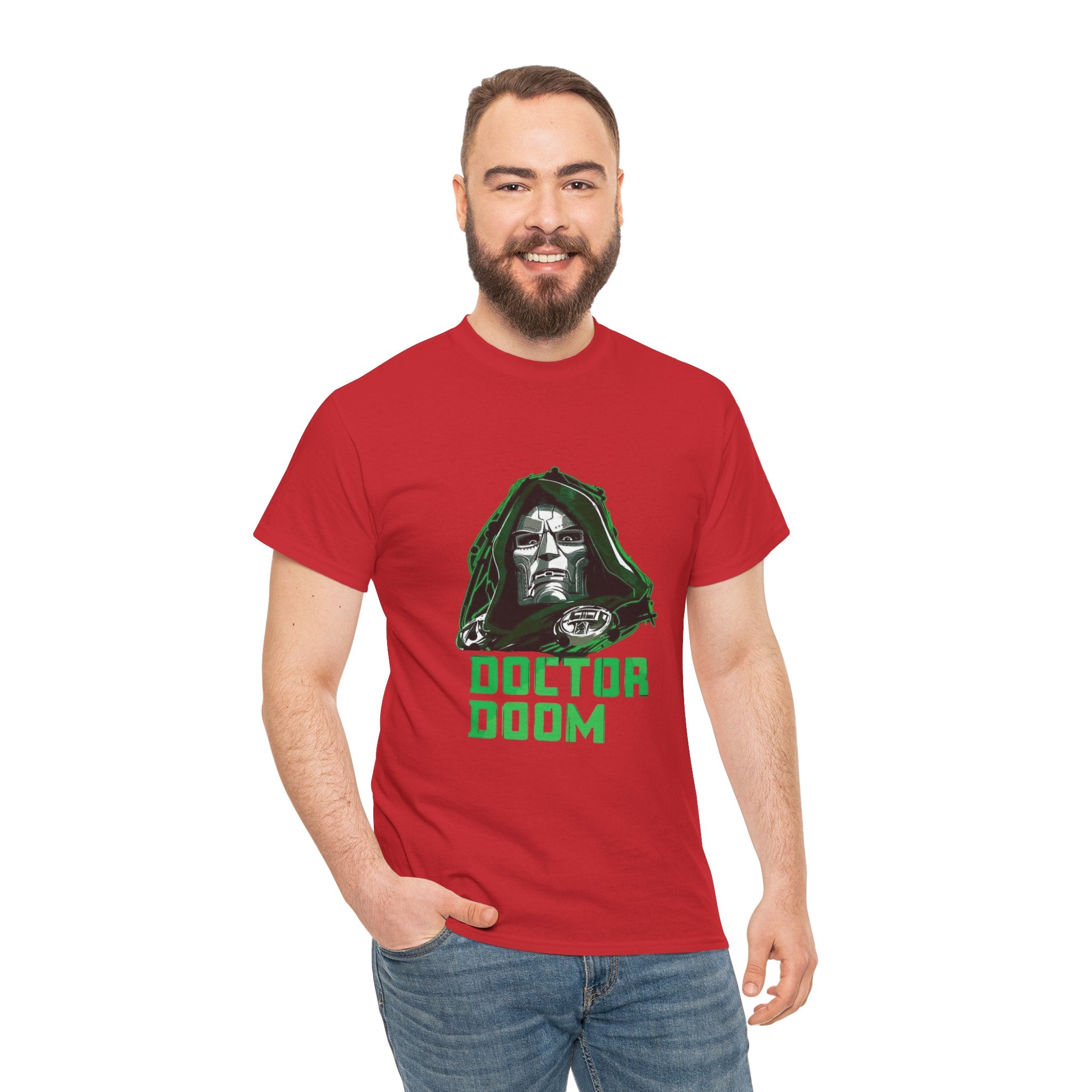 Doctor Doom Retro Green Villain Portrait T-Shirt — Avengers Graphic Tee