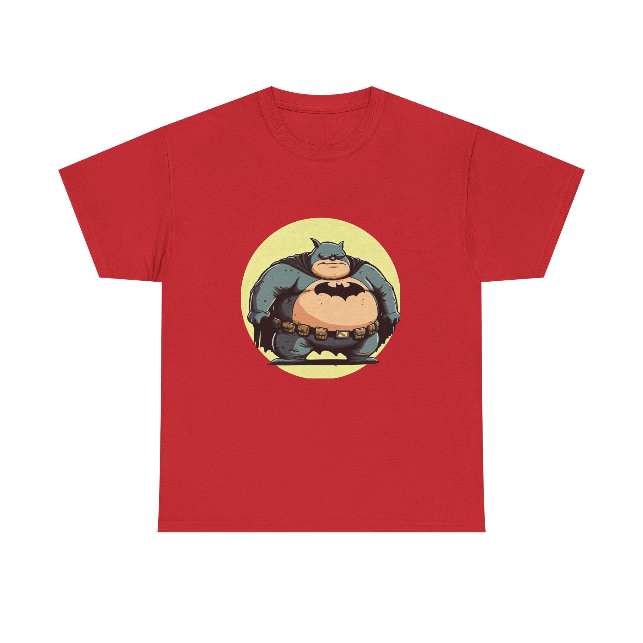 Funny Chubby Bat Hero T‑Shirt — Cute Fat Batman Parody Tee