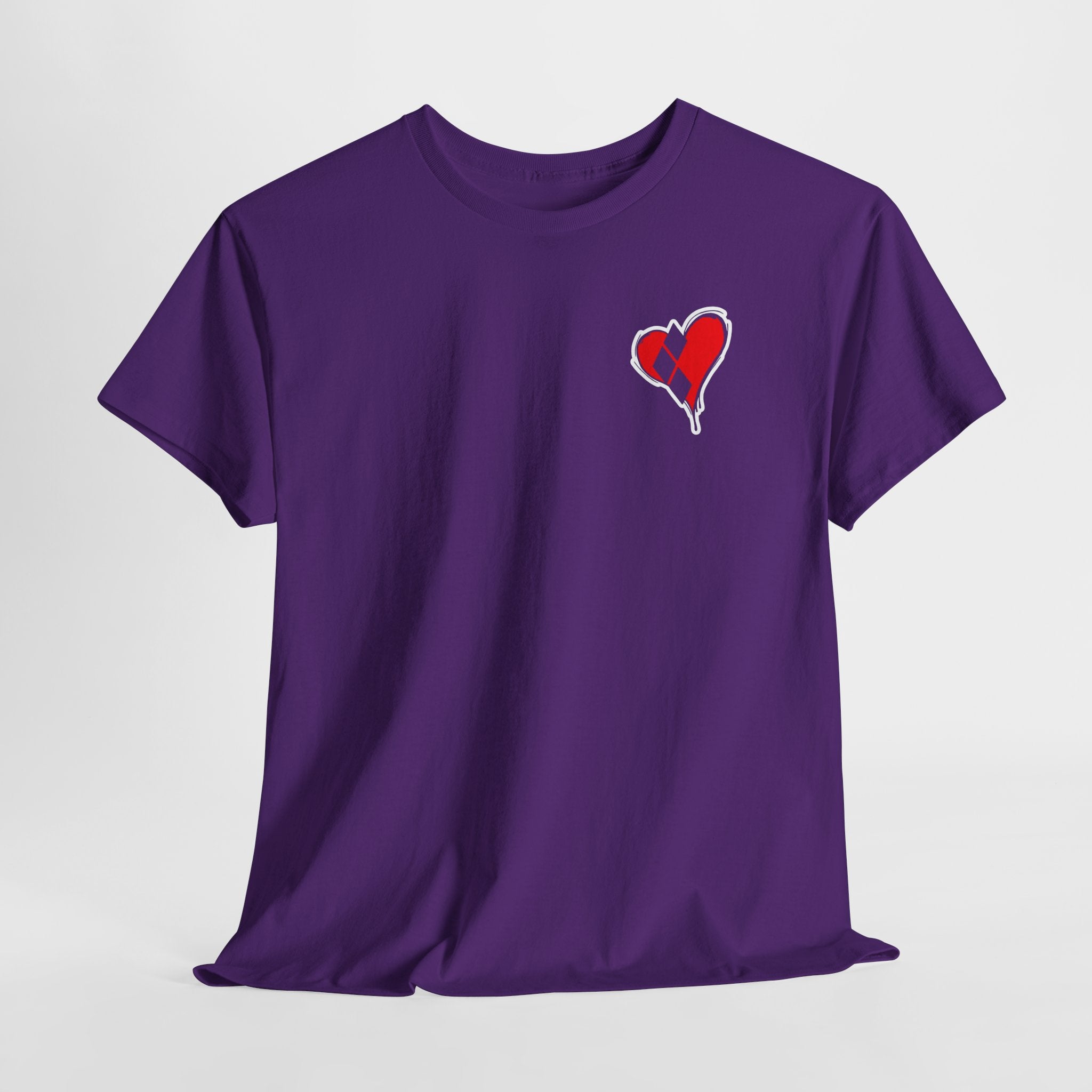 Harlequin Heart Tee — Joker-Inspired Playing Card Graphic T-Shirt