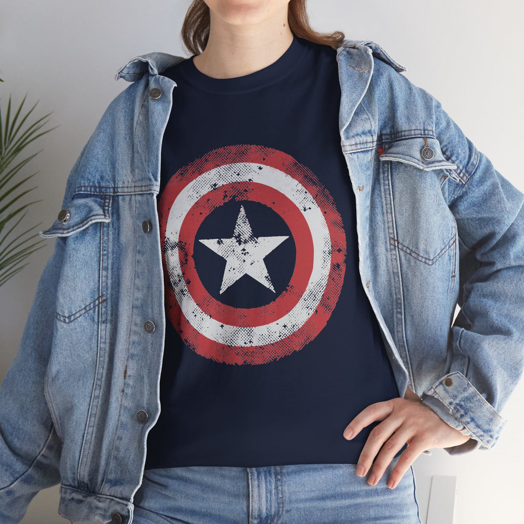 Vintage Captain America Shield Star T-Shirt - Unisex Distressed Avengers Tee
