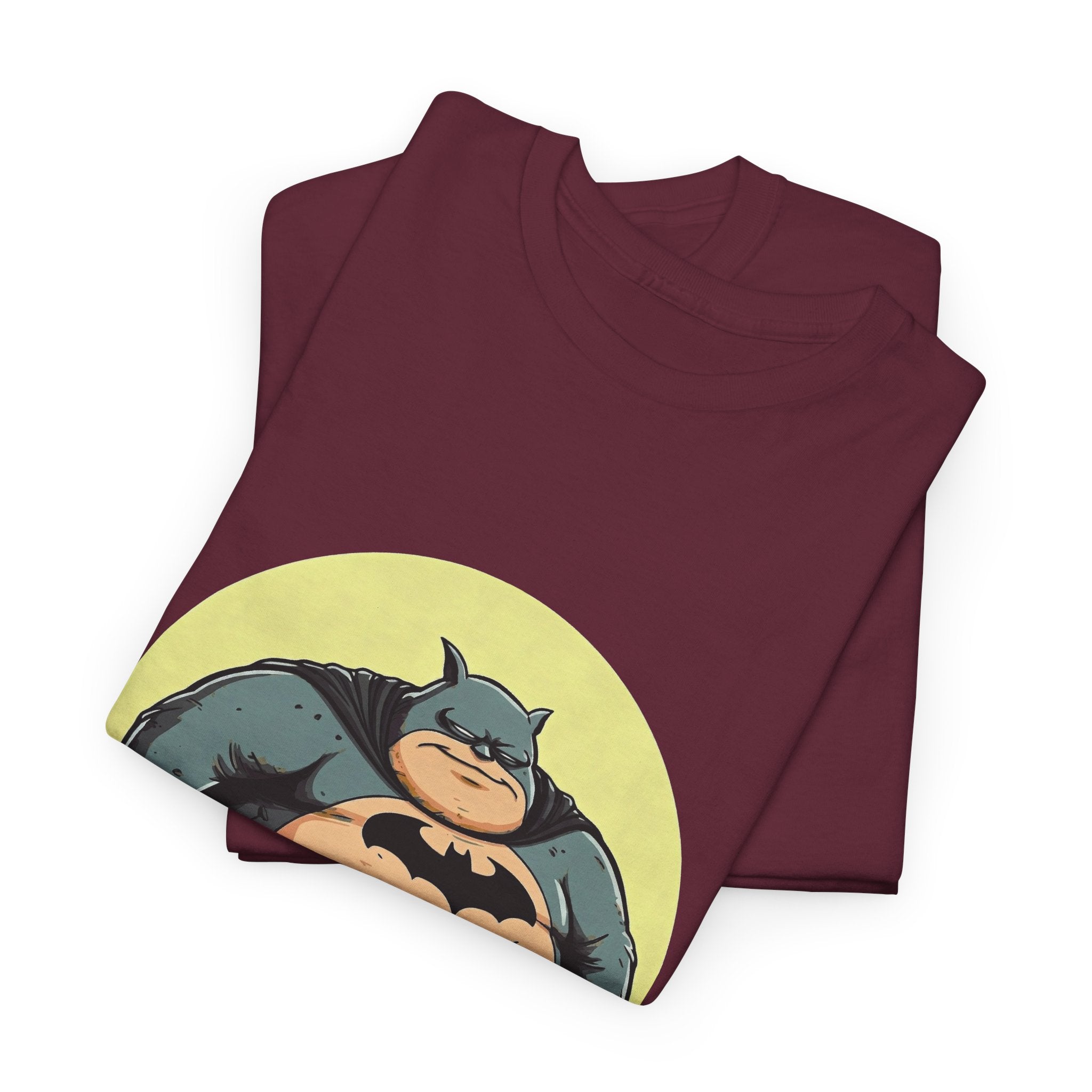Funny Chubby Bat Hero T‑Shirt — Cute Fat Batman Parody Tee