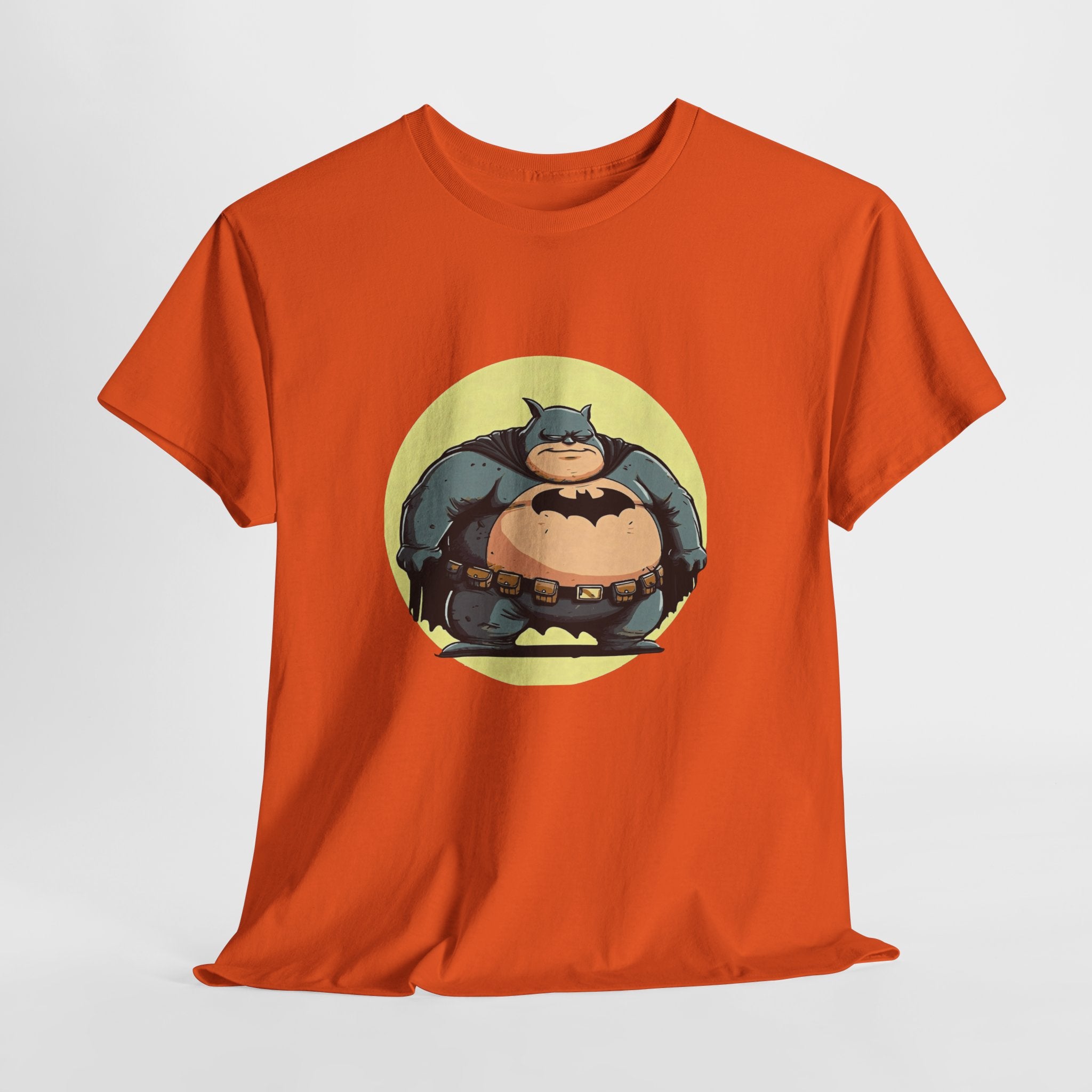 Funny Chubby Bat Hero T‑Shirt — Cute Fat Batman Parody Tee