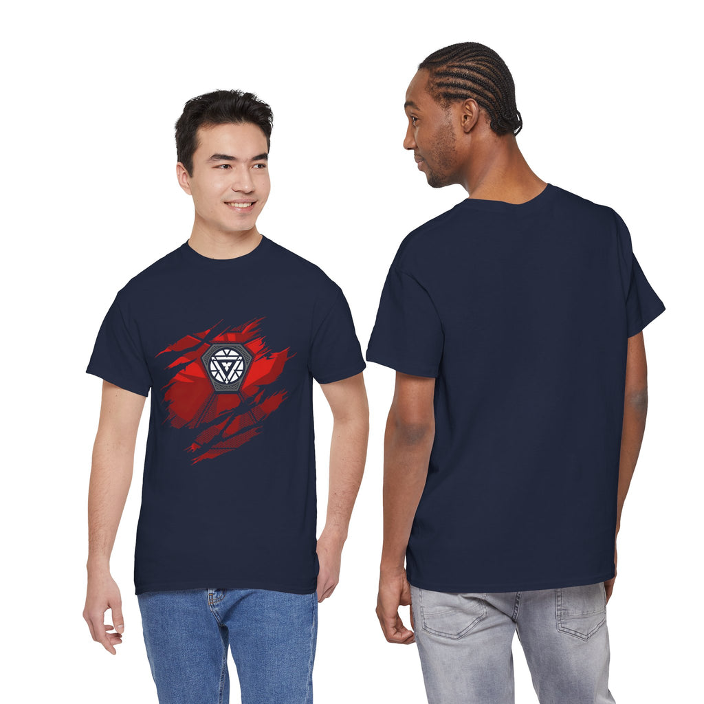 Iron Man Reactor Ripped Chest Graphic Tee — Toni Stark 2026 Tee