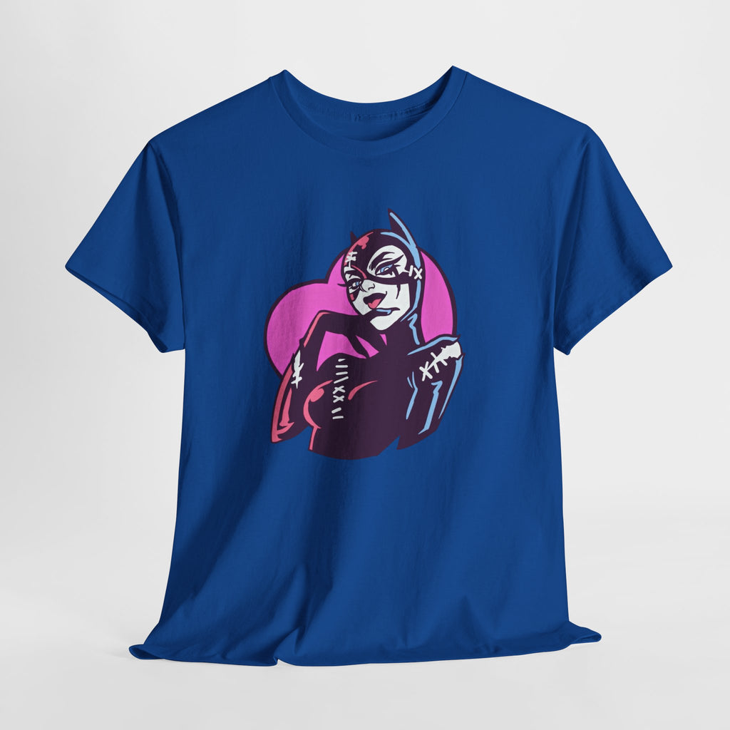 Catwoman Neon Heart Retro Comic T-Shirt — Catwoman Anti-Hero Tee
