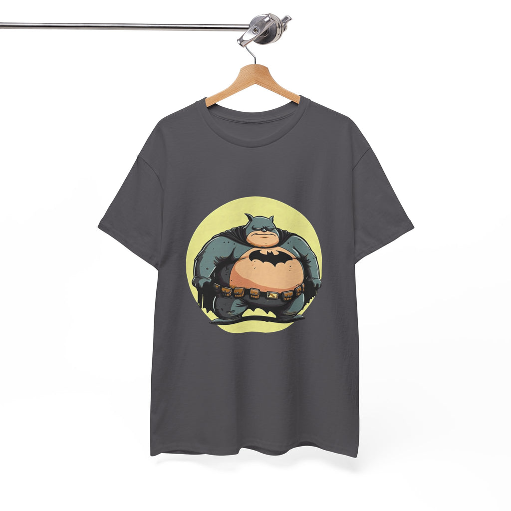 Funny Chubby Bat Hero T‑Shirt — Cute Fat Batman Parody Tee