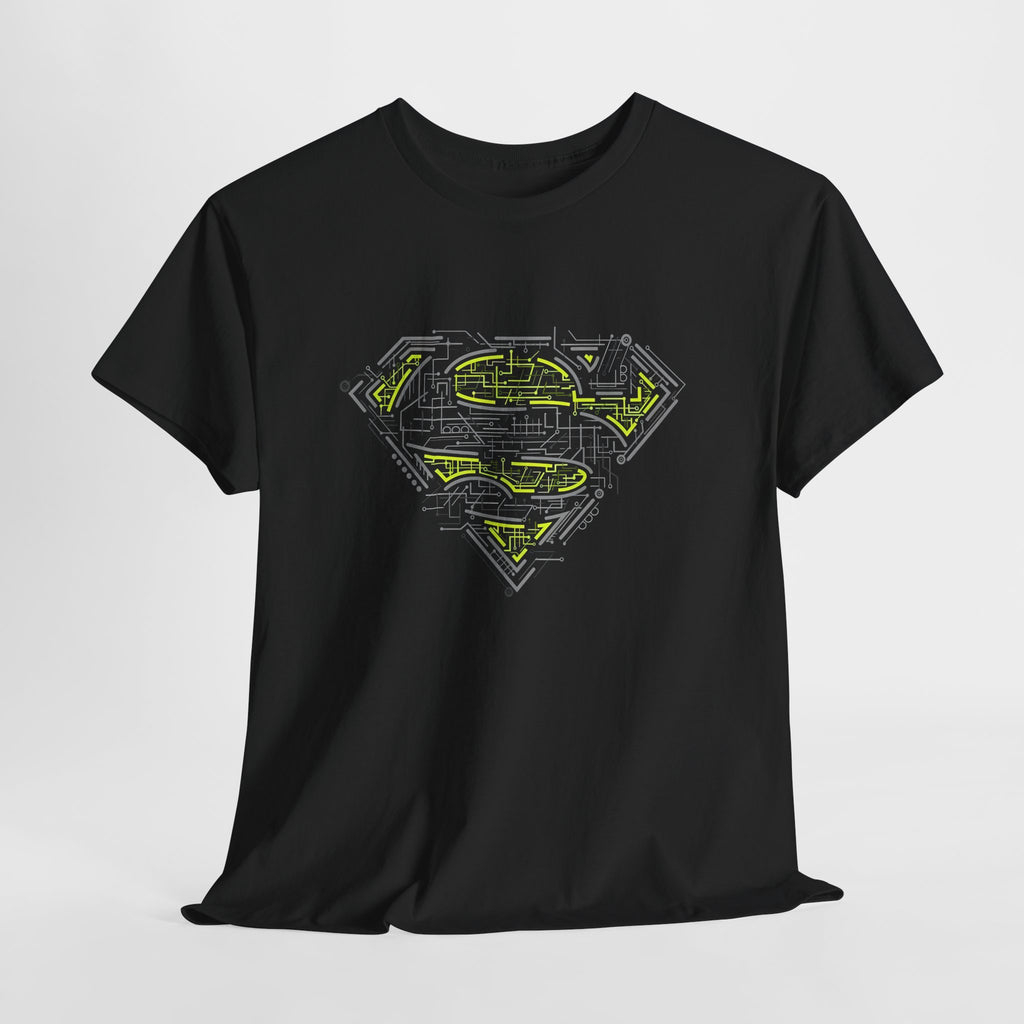Superman Tech Shield T-Shirt — Futuristic Man of Steel Fanart Logo Tee